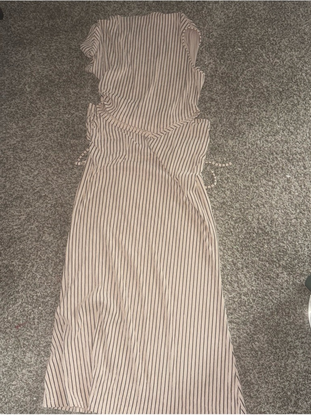 SHEIN Beige and Black Striped Wrap Skirt Set